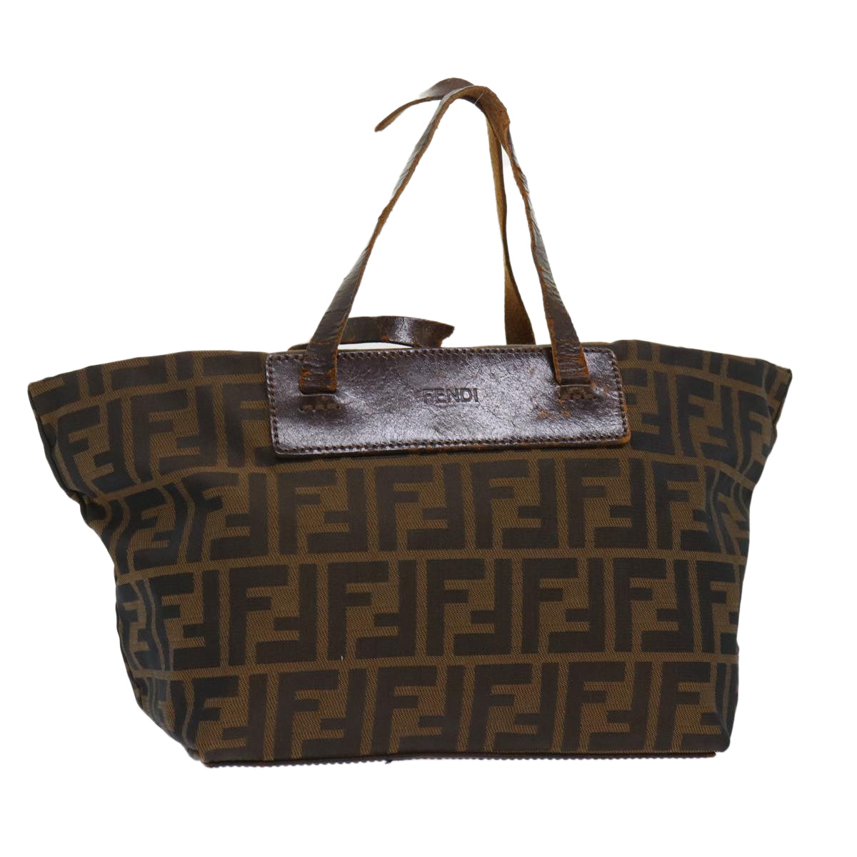 FENDI Zucca Canvas Hand Bag Black Brown yk7844B