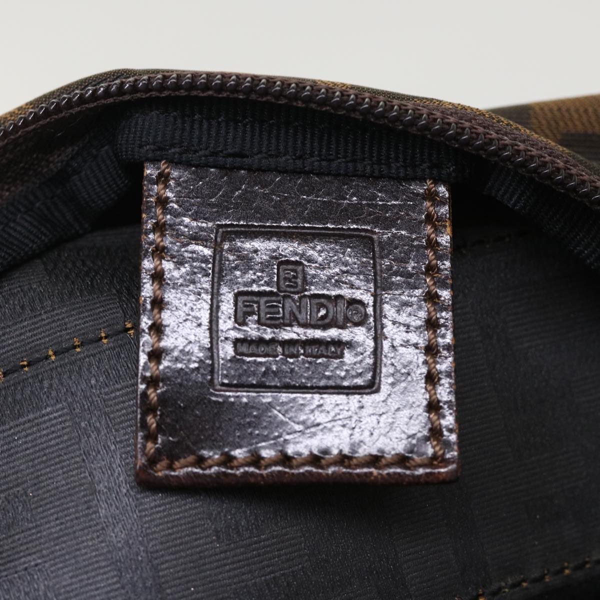 FENDI Zucca Canvas Hand Bag Black Brown yk7844B
