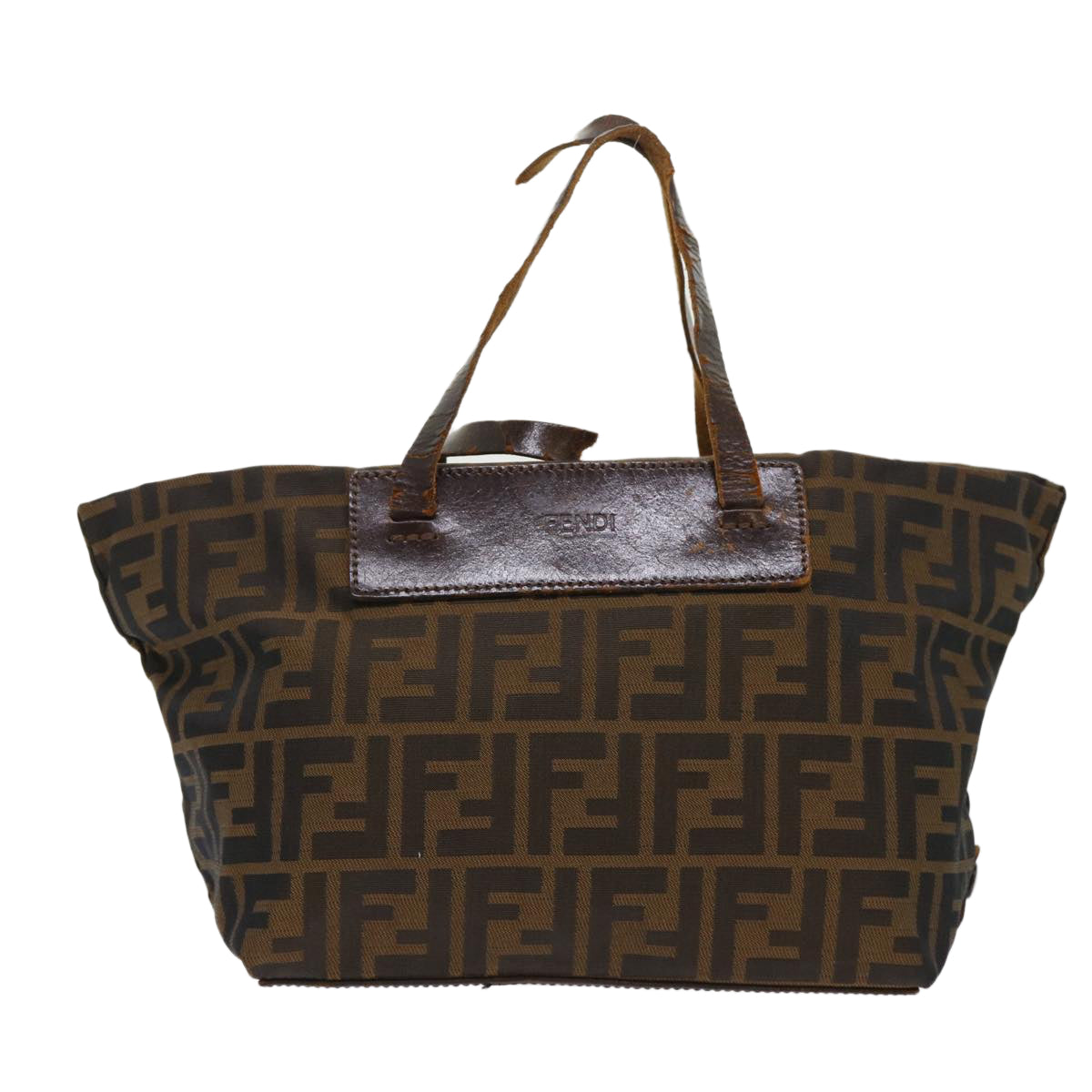 FENDI Zucca Canvas Hand Bag Black Brown yk7844B