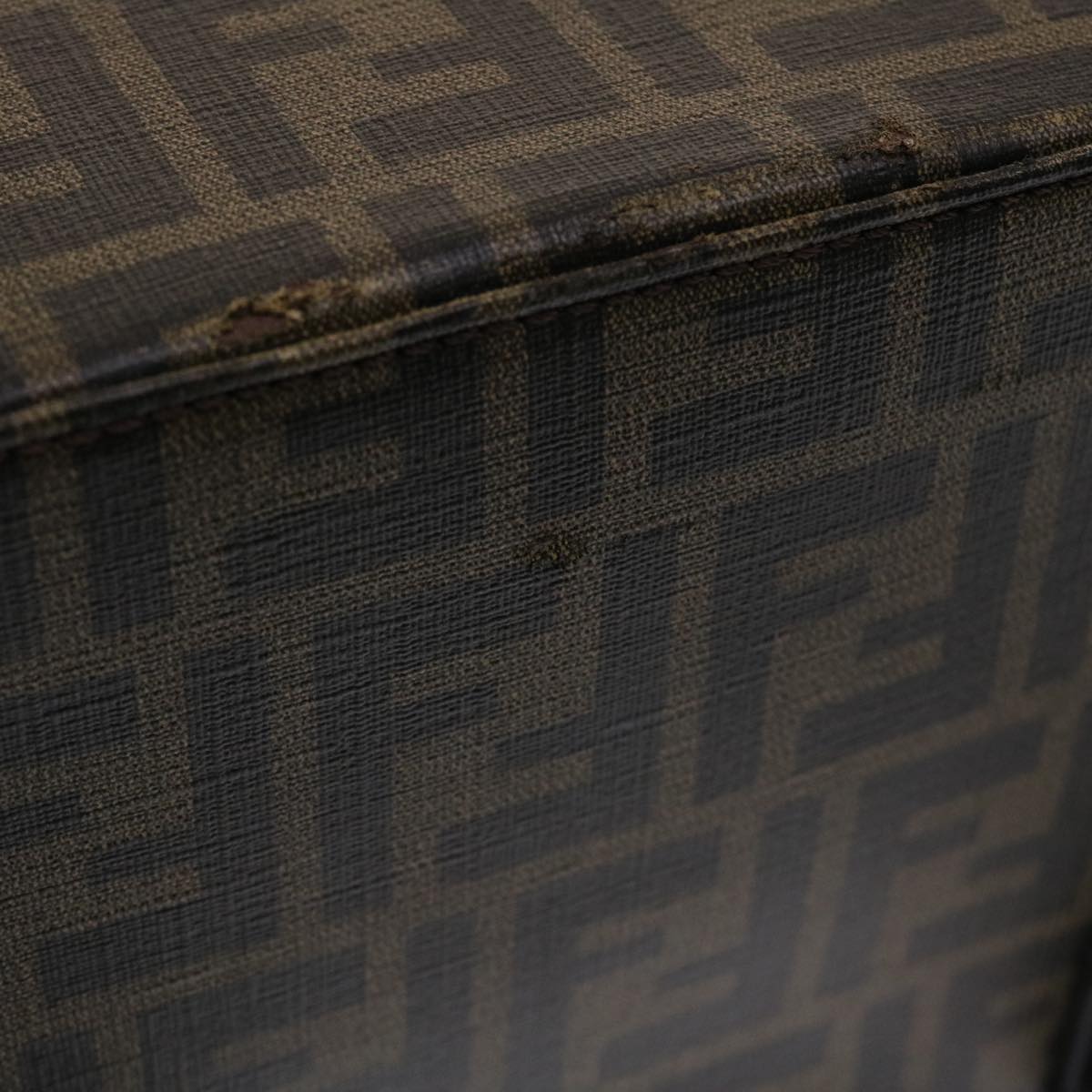 FENDI Zucca Canvas Suitcase PVC Leather Brown Black yk7848B