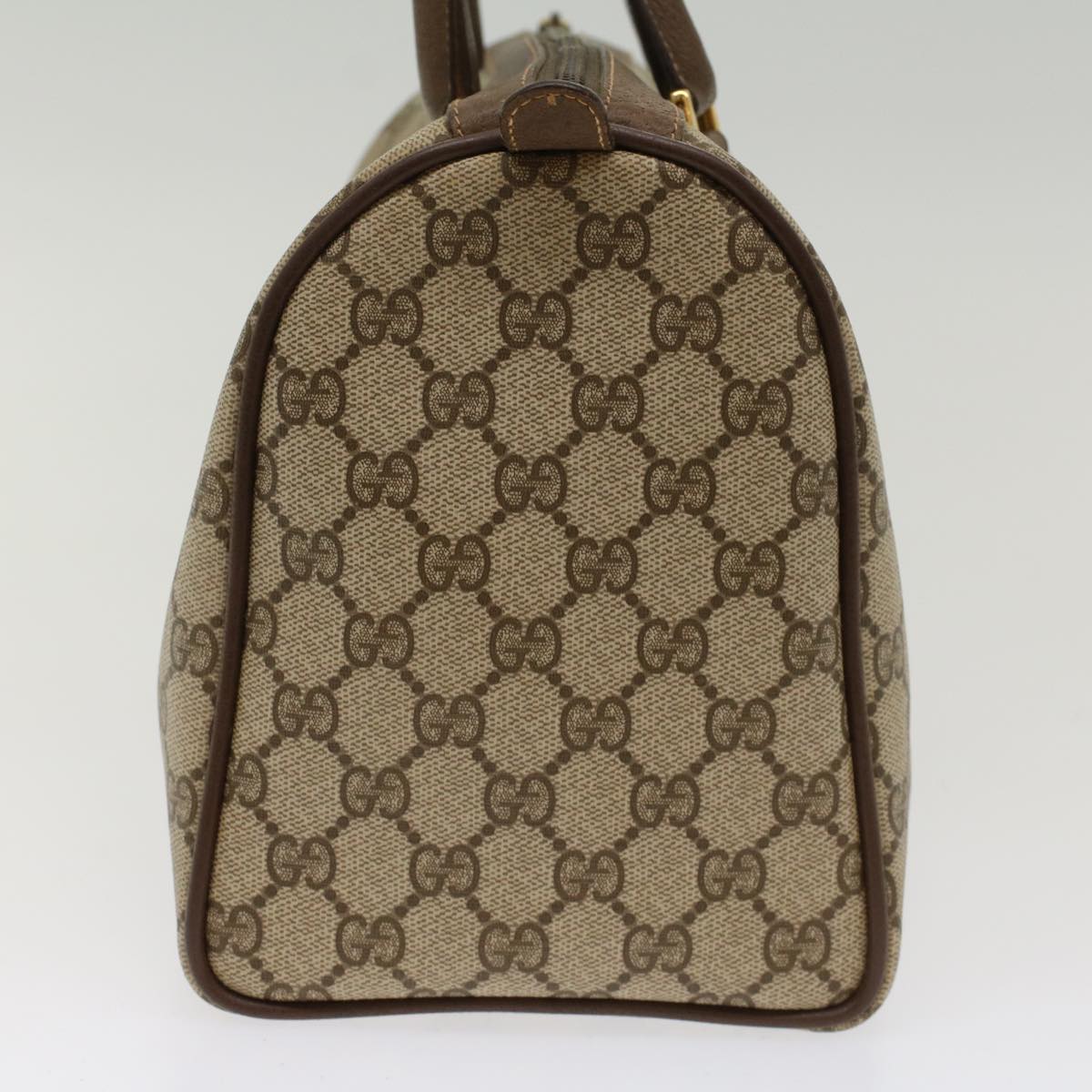 GUCCI GG Canvas Web Sherry Line Boston Bag PVC Leather Beige Green yk7850