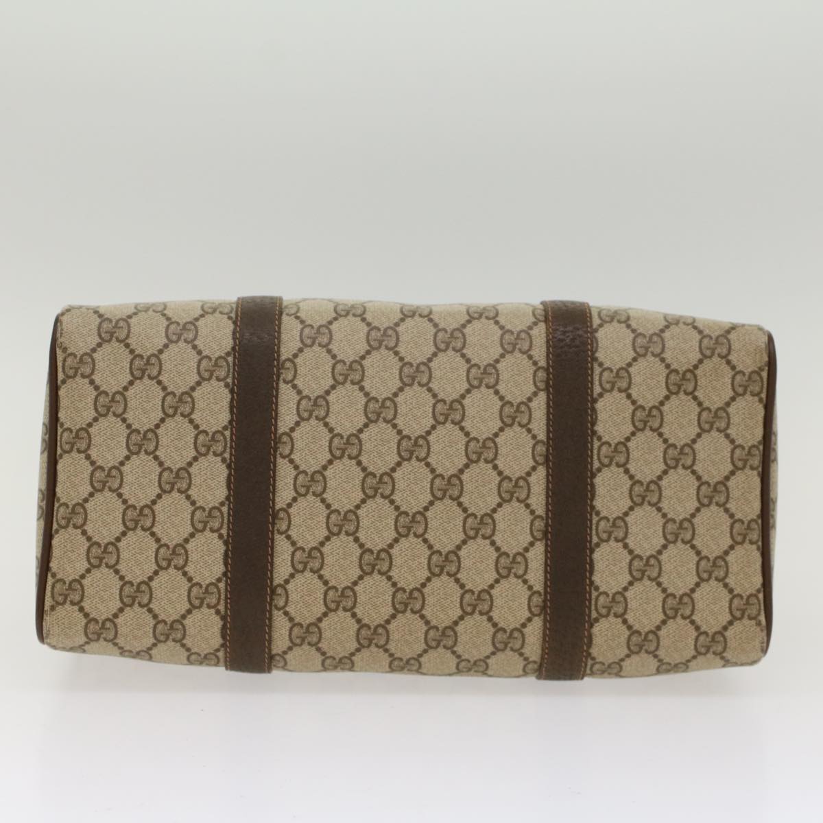 GUCCI GG Canvas Web Sherry Line Boston Bag PVC Leather Beige Green yk7850