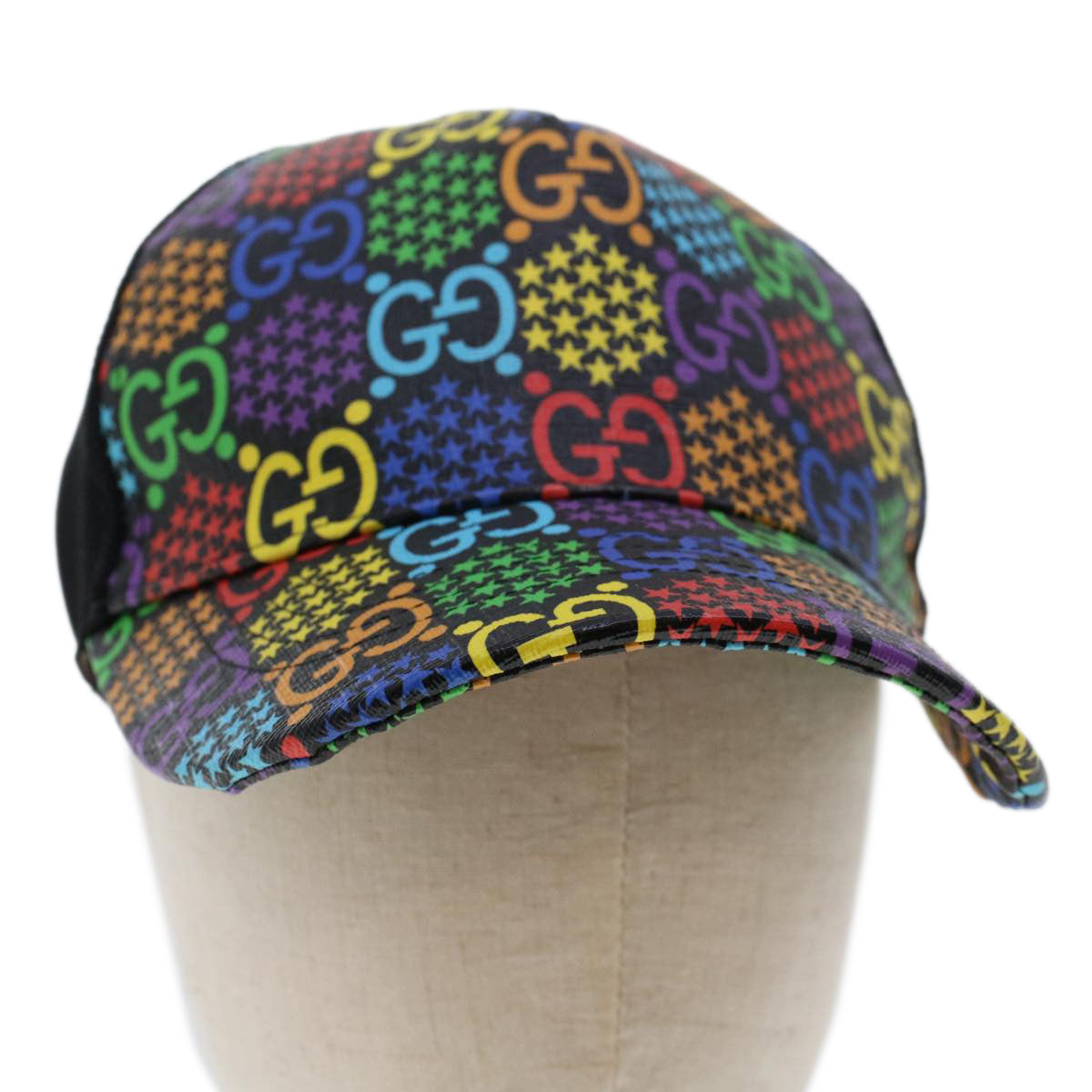 GUCCI GG Psychedelic Cap PVC Leather M 58 Multicolor Black 517074 yk7867