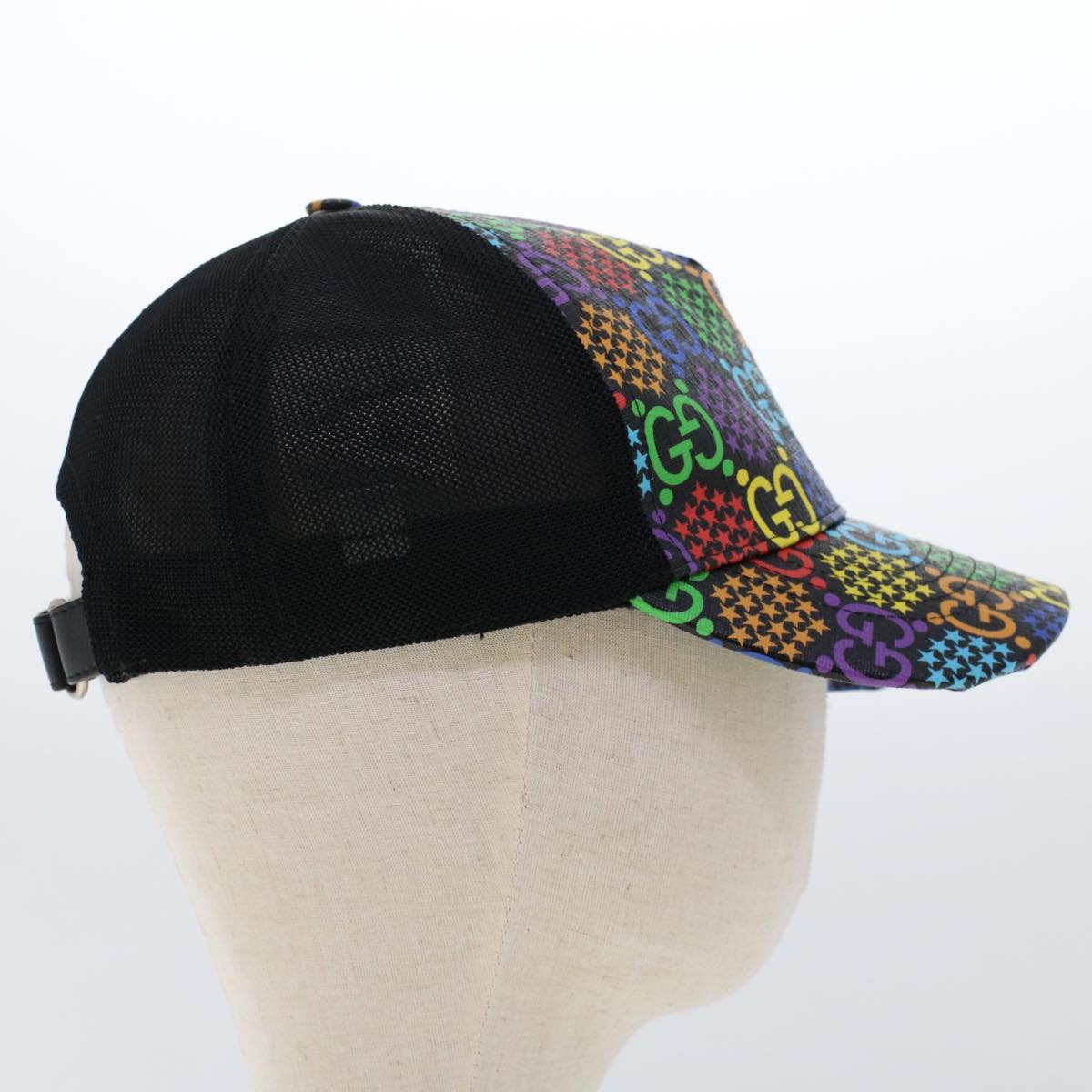 GUCCI GG Psychedelic Cap PVC Leather M 58 Multicolor Black 517074 yk7867