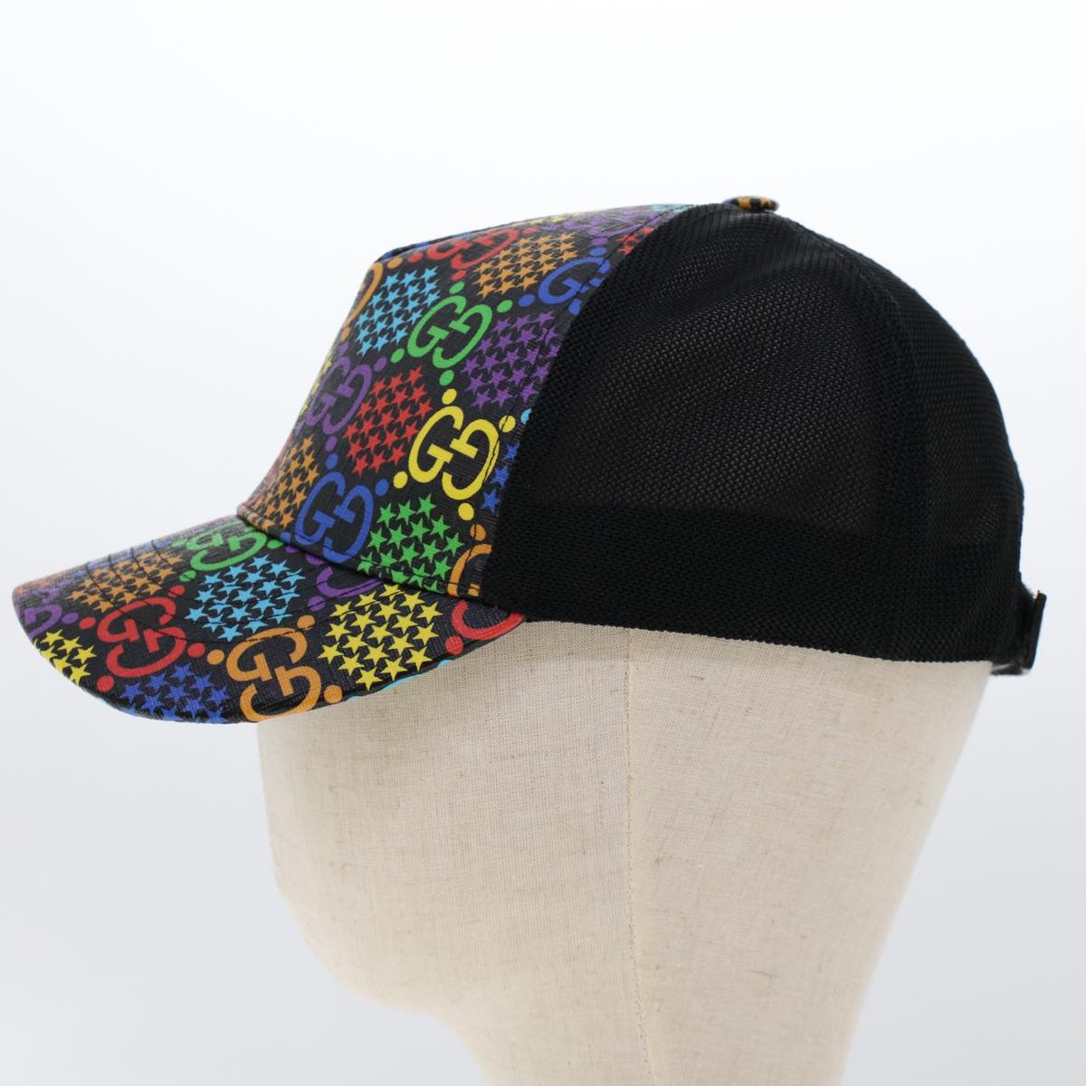 GUCCI GG Psychedelic Cap PVC Leather M 58 Multicolor Black 517074 yk7867