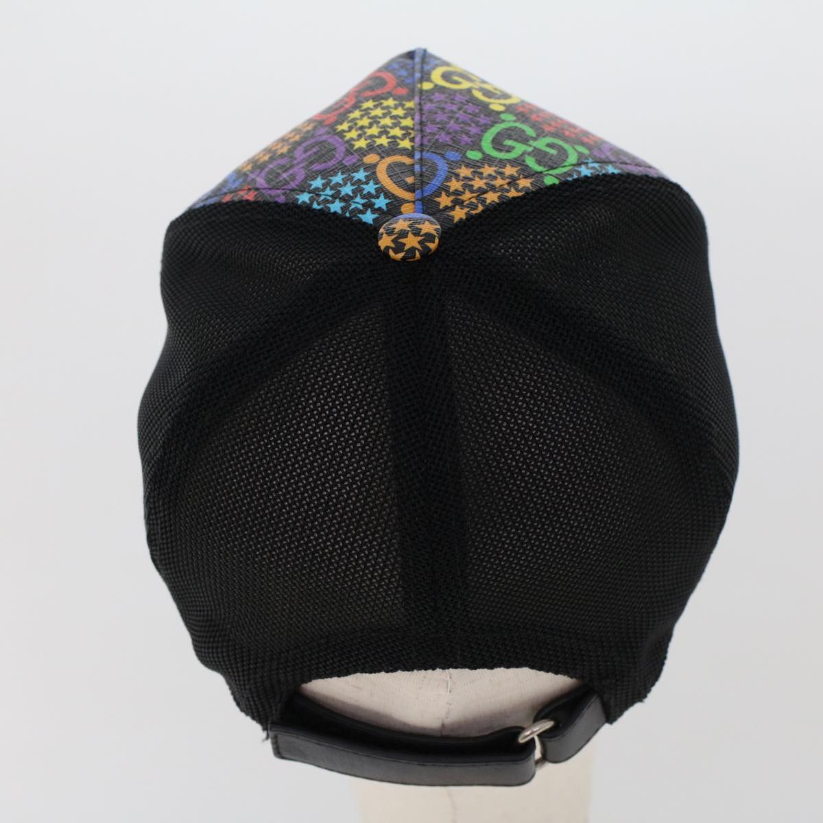GUCCI GG Psychedelic Cap PVC Leather M 58 Multicolor Black 517074 yk7867