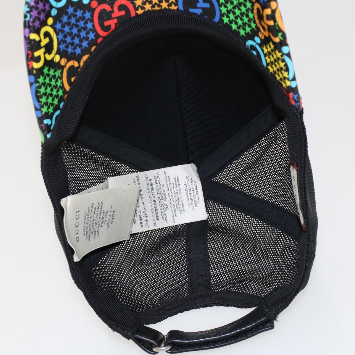 GUCCI GG Psychedelic Cap PVC Leather M 58 Multicolor Black 517074 yk7867