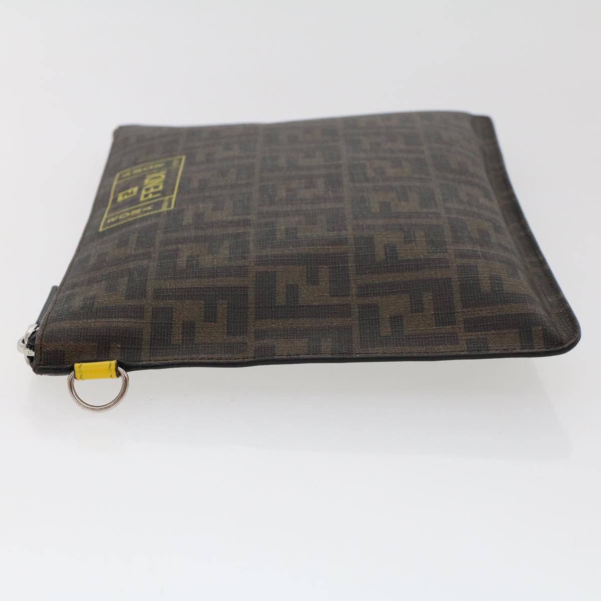 FENDI Zucca Canvas Clutch Bag PVC Leather Brown Black yellow yk7868