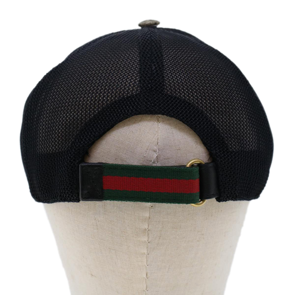 GUCCI GG Canvas Tiger Cap PVC Leather M 58 Beige Black 426887 4HB13 yk7869