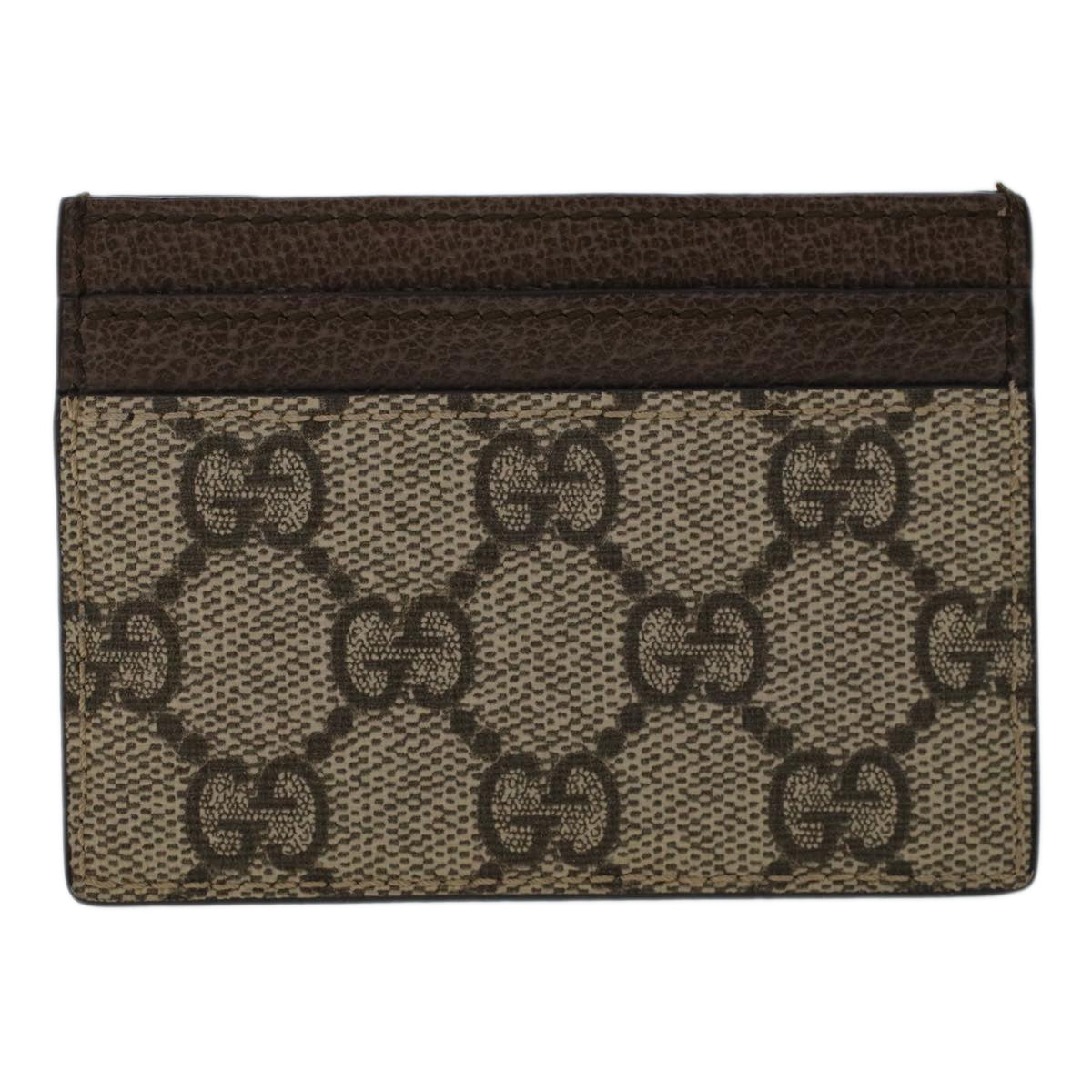 GUCCI GG Marmont Web Sherry Line Ofidia Card Case PVC Leather Beige yk7870