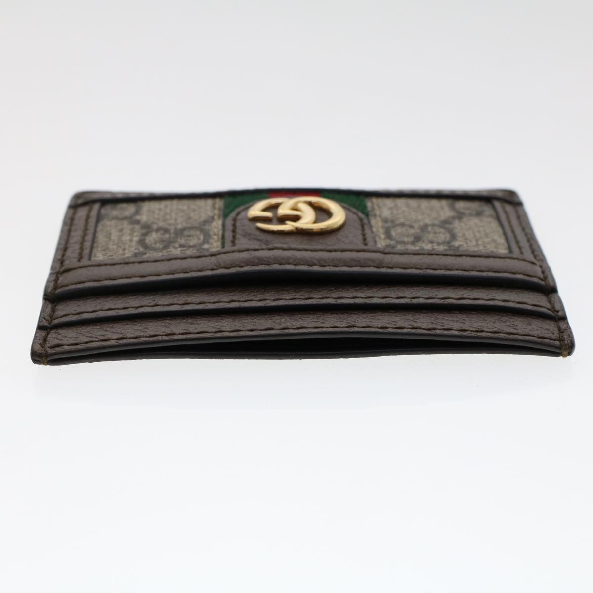 GUCCI GG Marmont Web Sherry Line Ofidia Card Case PVC Leather Beige yk7870