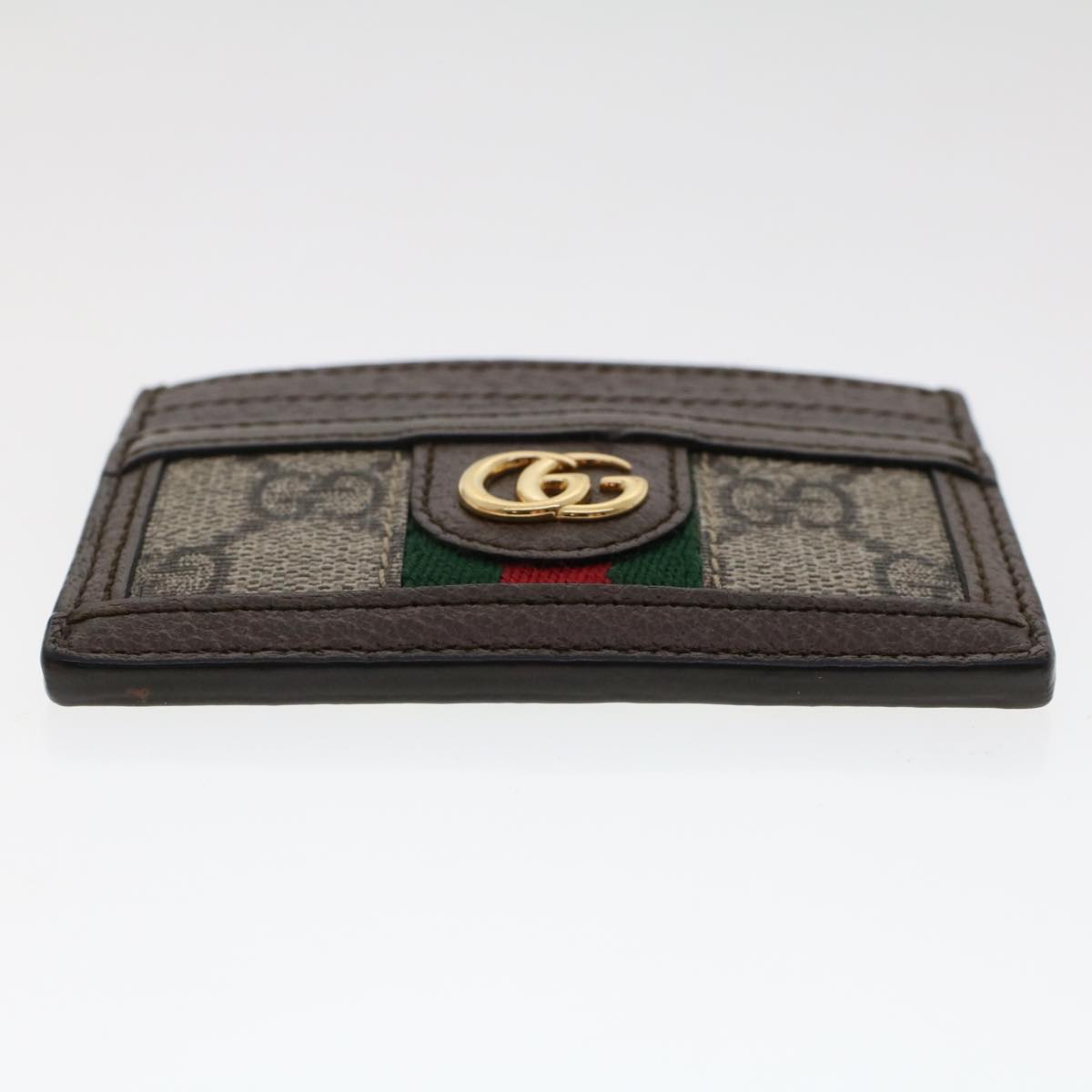GUCCI GG Marmont Web Sherry Line Ofidia Card Case PVC Leather Beige yk7870