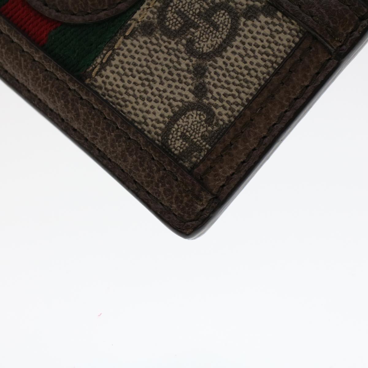 GUCCI GG Marmont Web Sherry Line Ofidia Card Case PVC Leather Beige yk7870