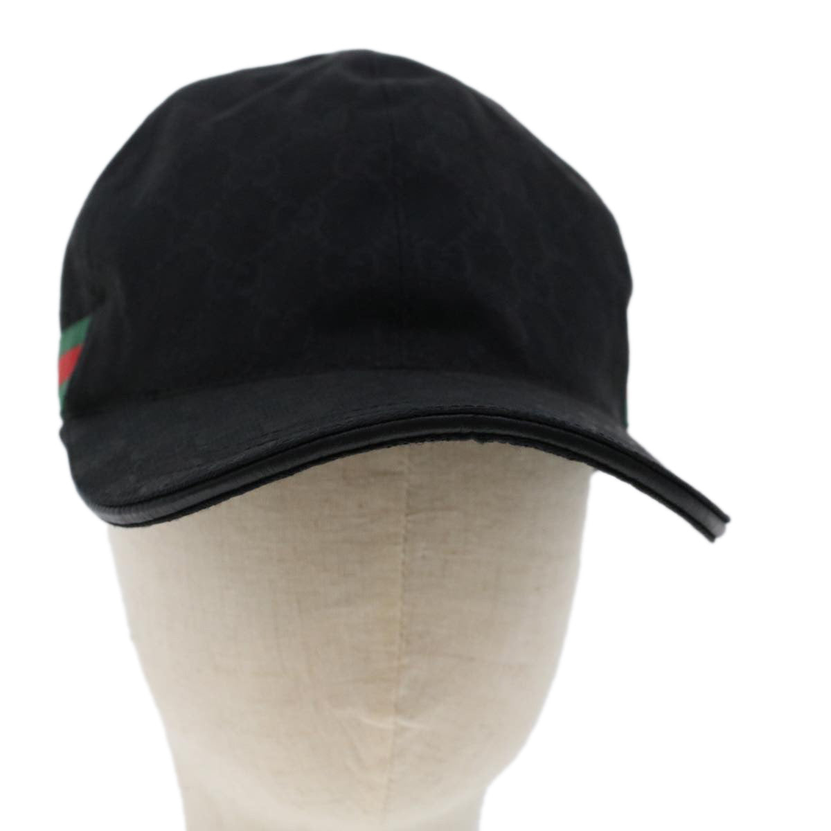 GUCCI GG Canvas Web Sherry Line Cap XL 60 Black Red Green 200035 yk7873