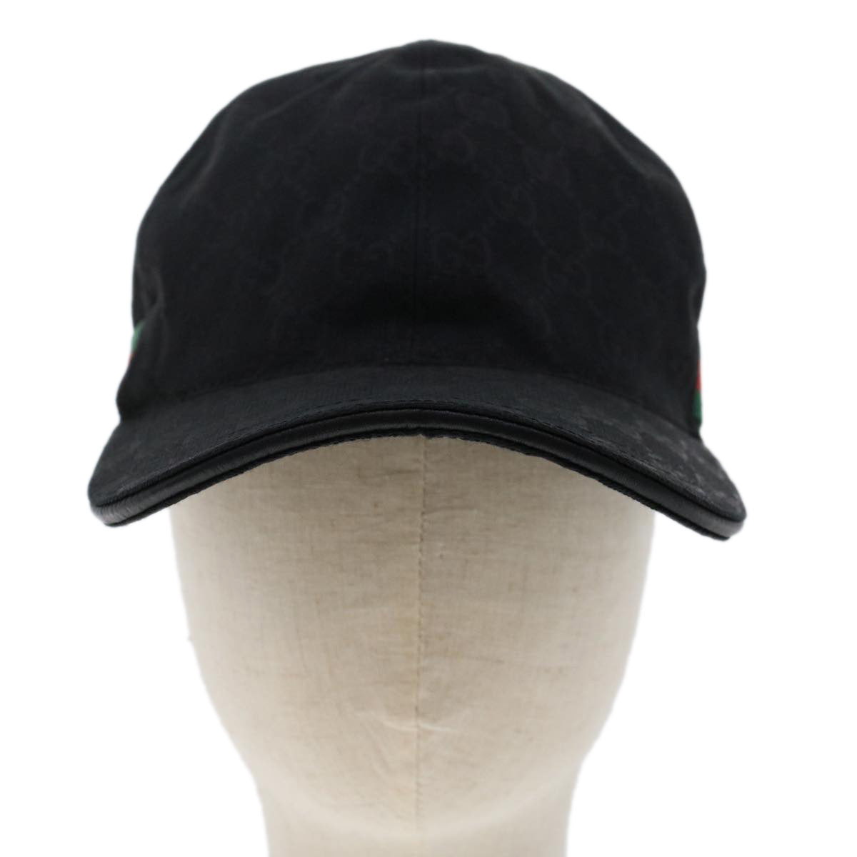 GUCCI GG Canvas Web Sherry Line Cap XL 60 Black Red Green 200035 yk7873