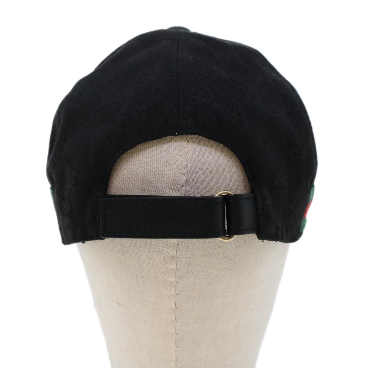 GUCCI GG Canvas Web Sherry Line Cap XL 60 Black Red Green 200035 yk7873