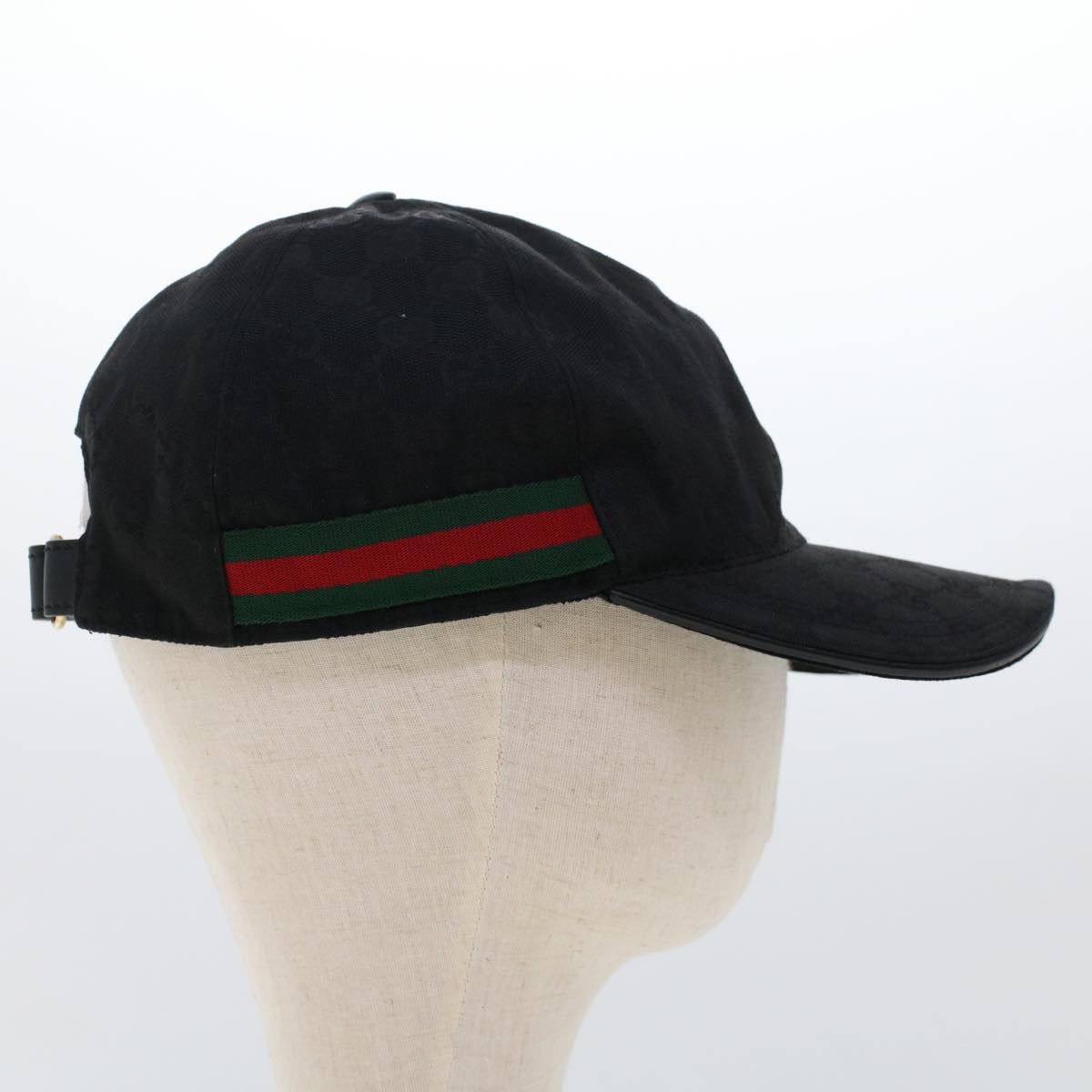 GUCCI GG Canvas Web Sherry Line Cap XL 60 Black Red Green 200035 yk7873