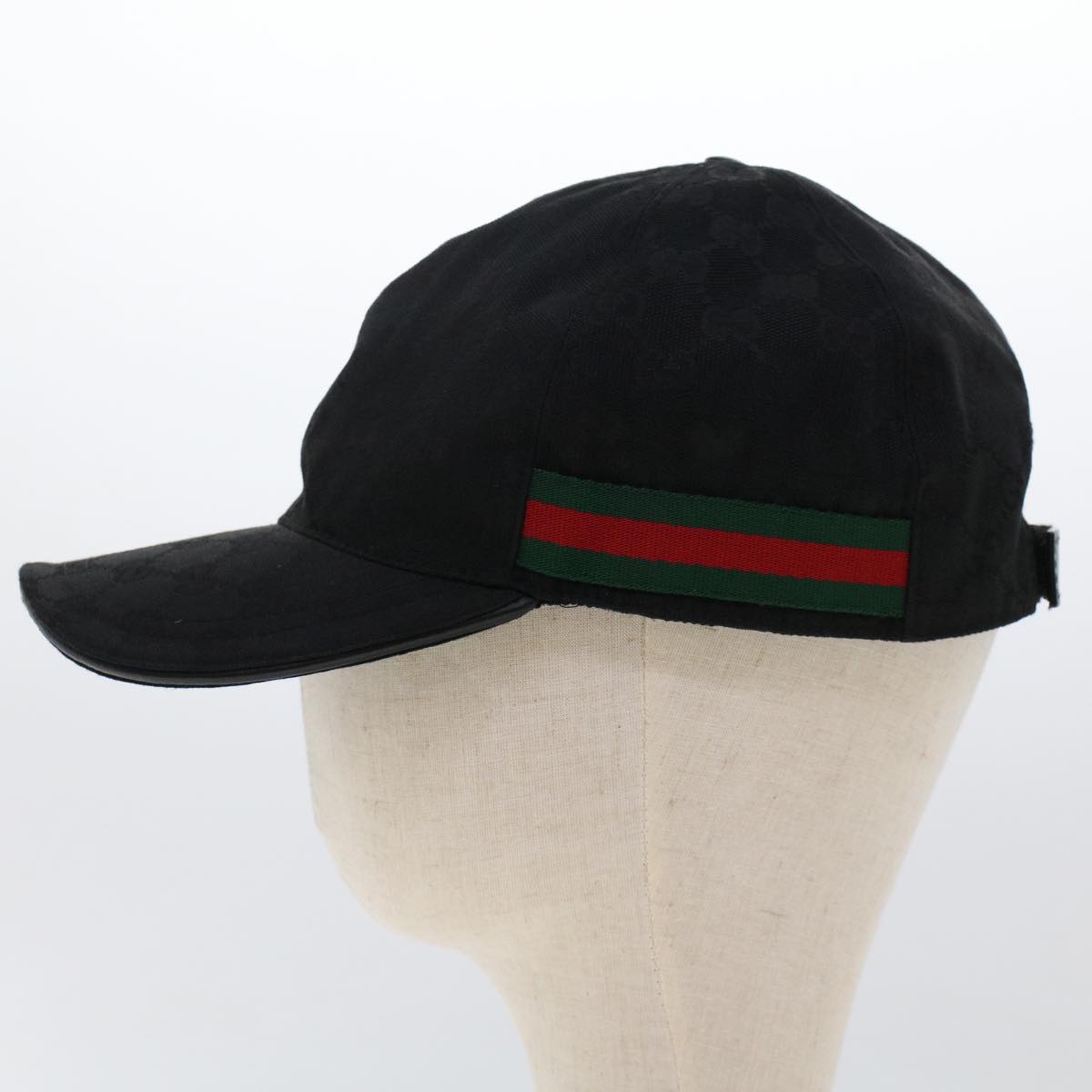 GUCCI GG Canvas Web Sherry Line Cap XL 60 Black Red Green 200035 yk7873