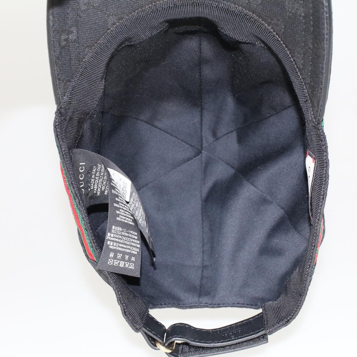 GUCCI GG Canvas Web Sherry Line Cap XL 60 Black Red Green 200035 yk7873