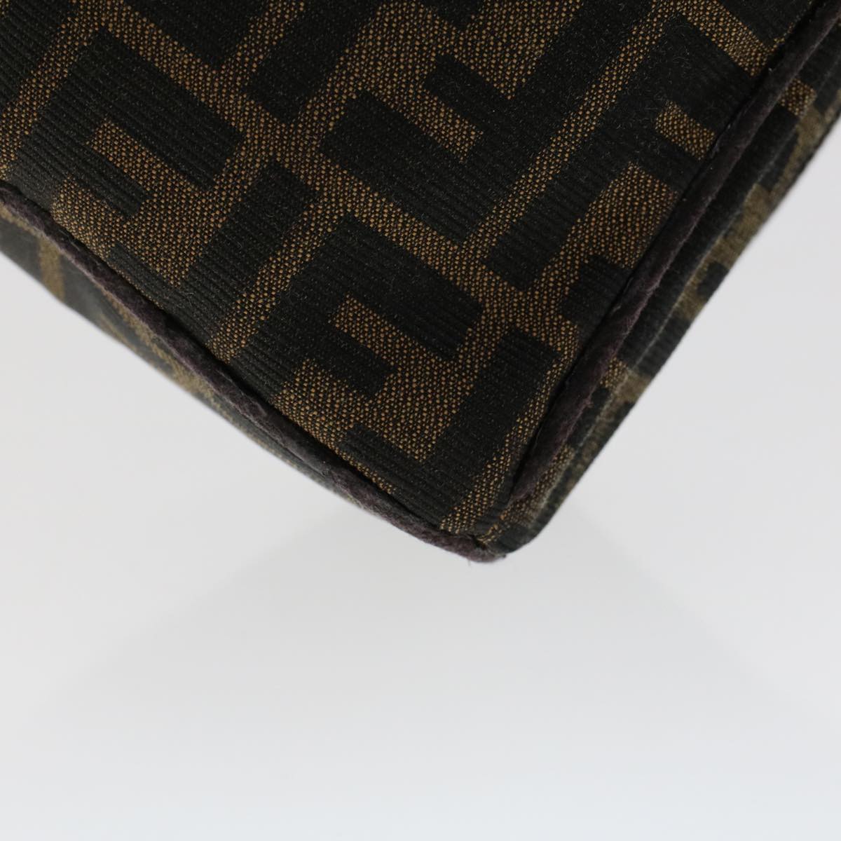 FENDI Zucca Canvas Hand Bag Nylon Brown Black yk7887