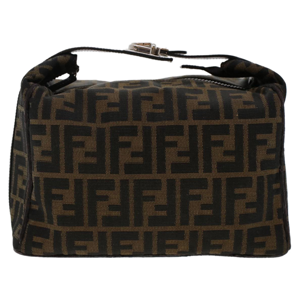 FENDI Zucca Canvas Hand Bag Nylon Brown Black yk7887