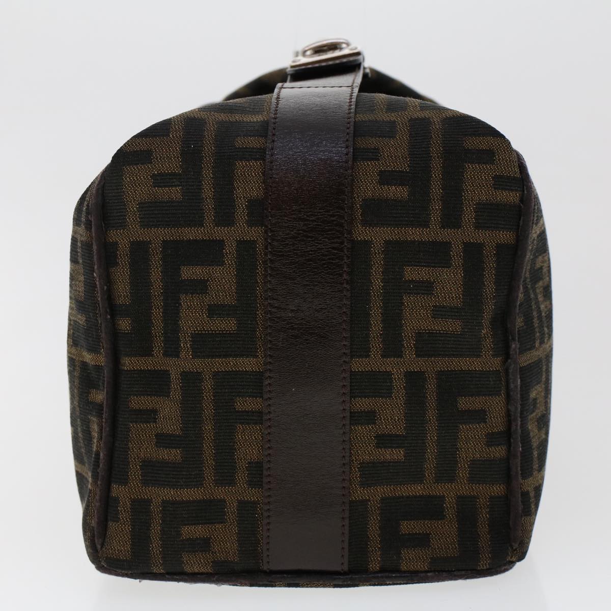 FENDI Zucca Canvas Hand Bag Nylon Brown Black yk7887
