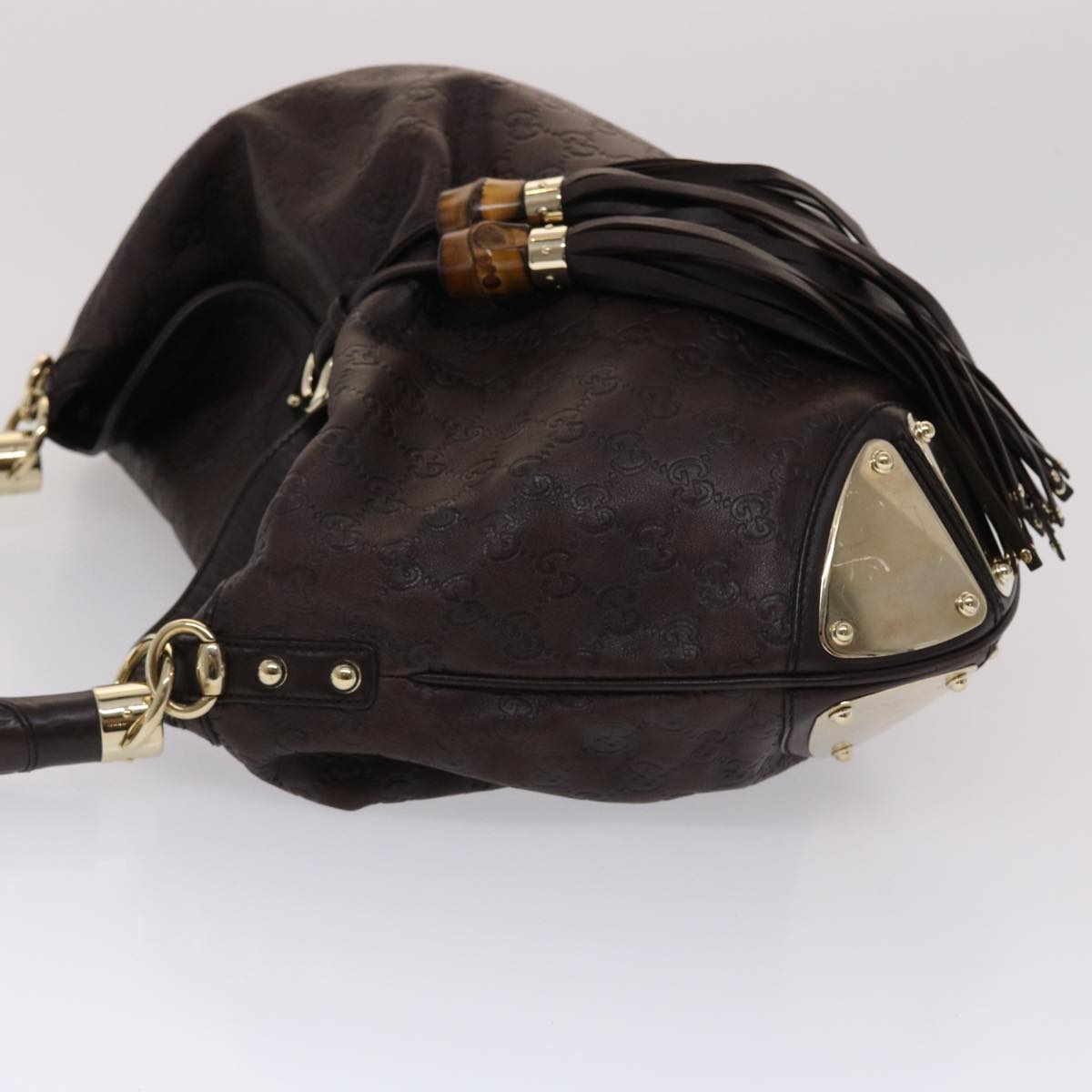 GUCCI Gucci Shima GG Canvas Bamboo Indy Shoulder Bag Brown 177088 yk7897