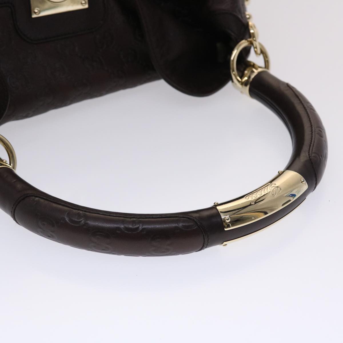 GUCCI Gucci Shima GG Canvas Bamboo Indy Shoulder Bag Brown 177088 yk7897