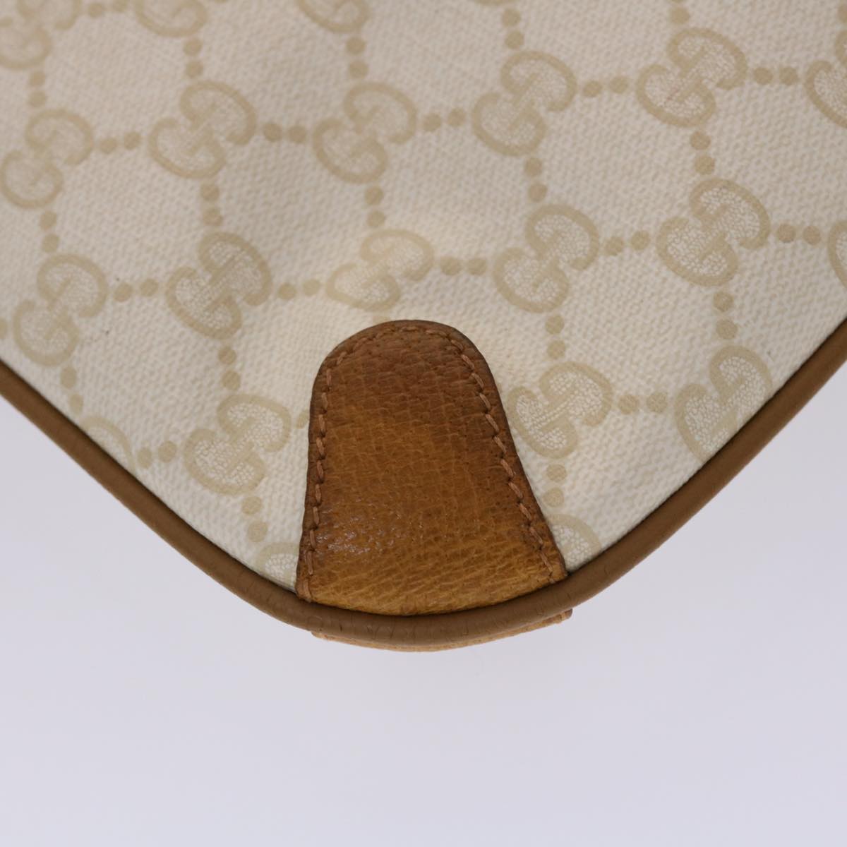 GUCCI GG Canvas Clutch Bag PVC Leather White Brown yk7923