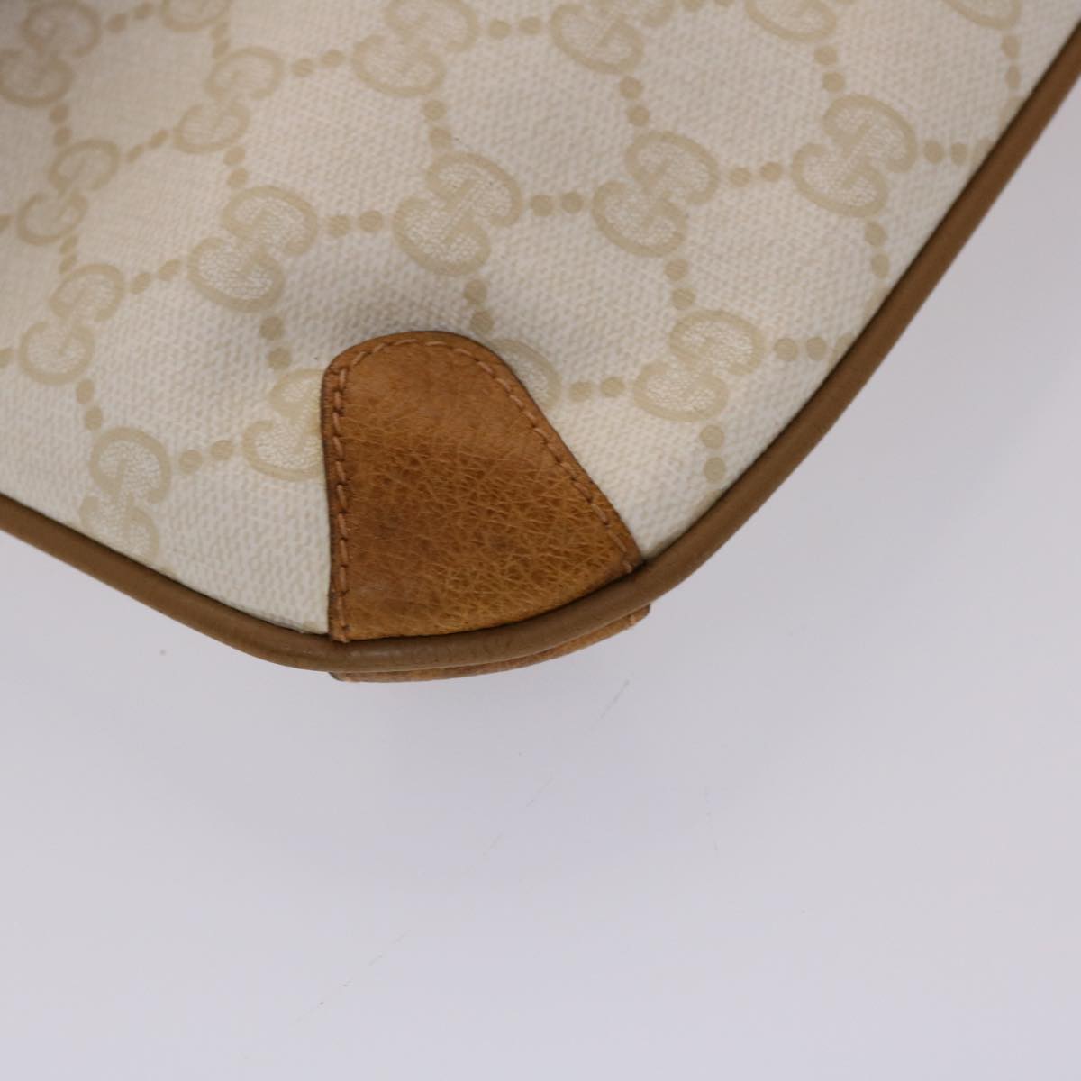 GUCCI GG Canvas Clutch Bag PVC Leather White Brown yk7923