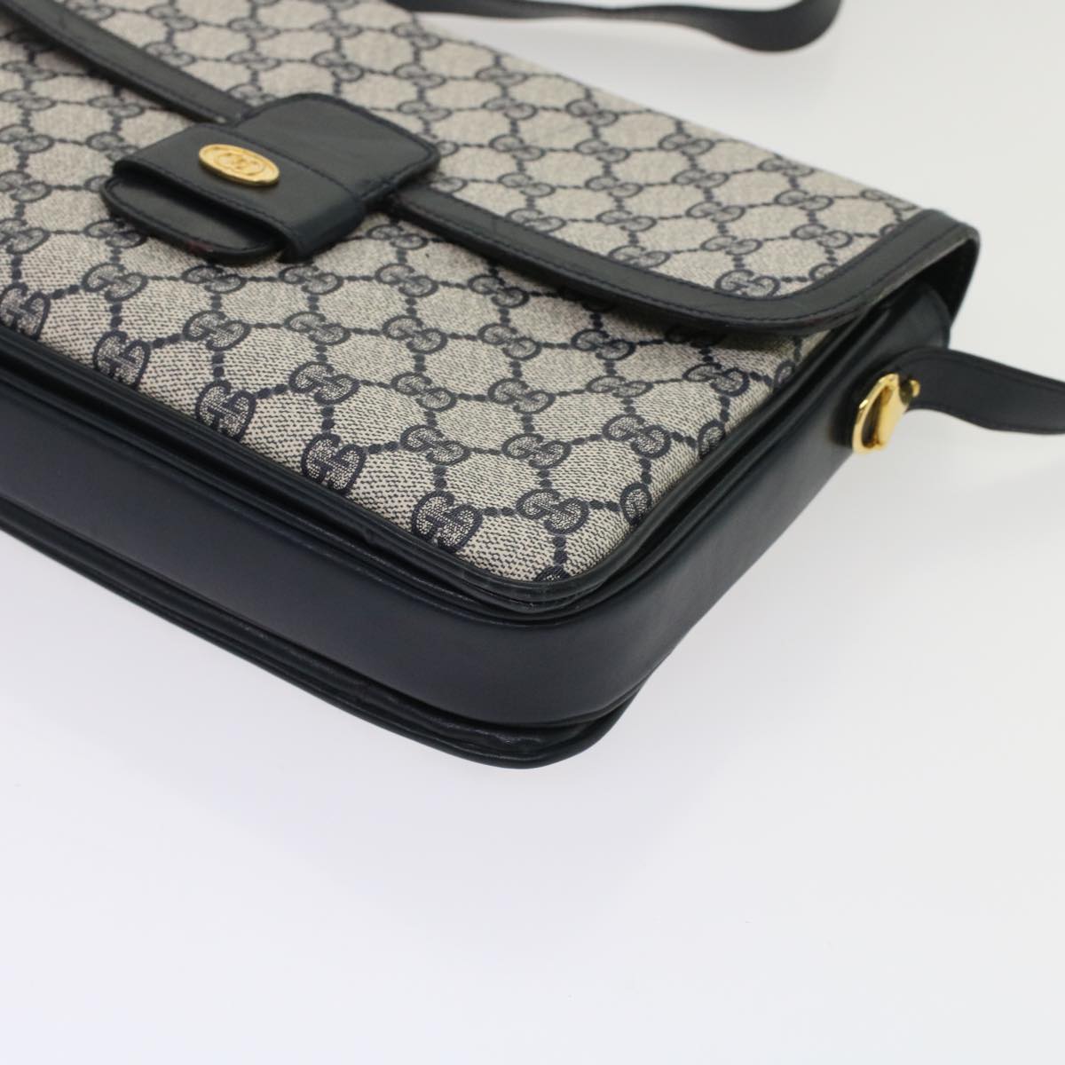 GUCCI GG Canvas Shoulder Bag PVC Leather Navy yk7925