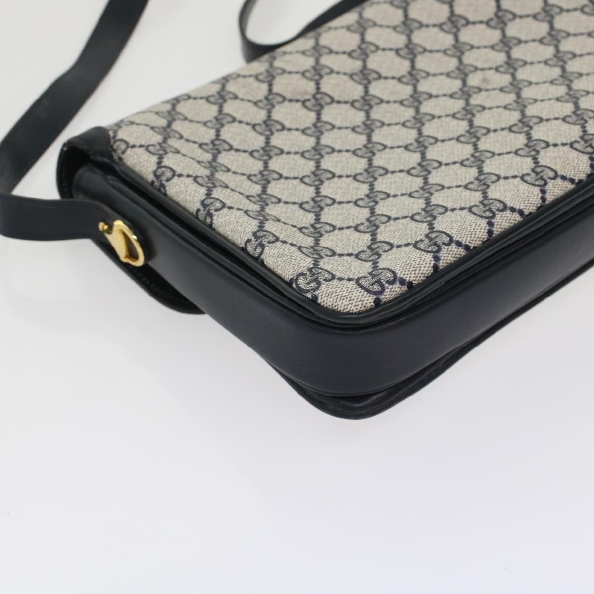 GUCCI GG Canvas Shoulder Bag PVC Leather Navy yk7925