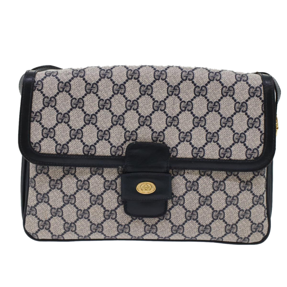 GUCCI GG Canvas Shoulder Bag PVC Leather Navy yk7925