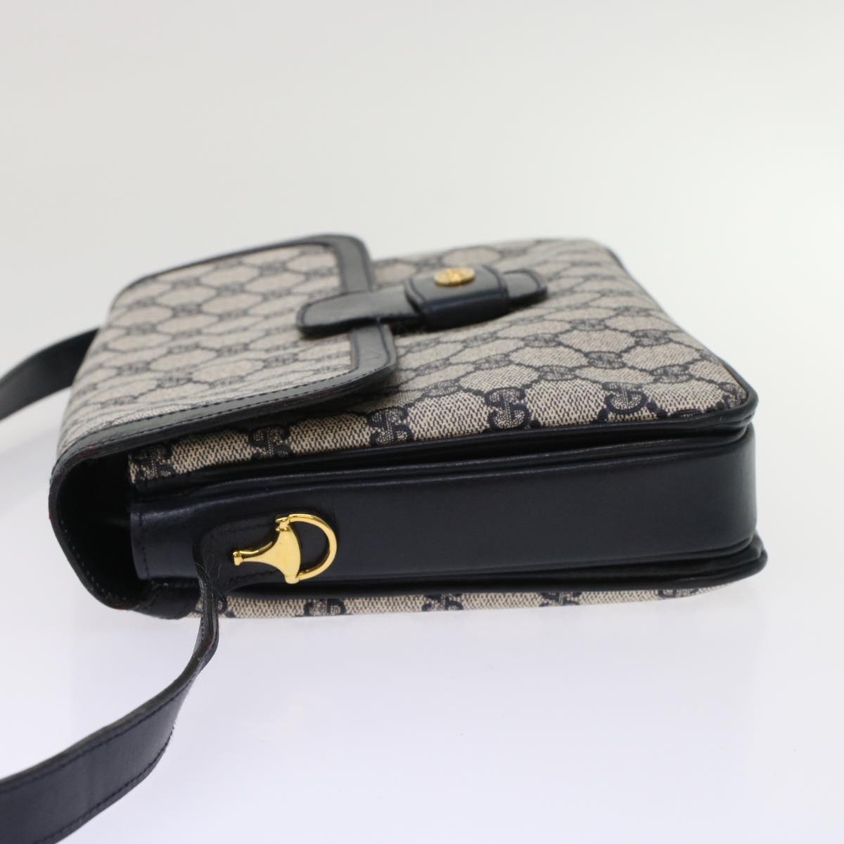 GUCCI GG Canvas Shoulder Bag PVC Leather Navy yk7925