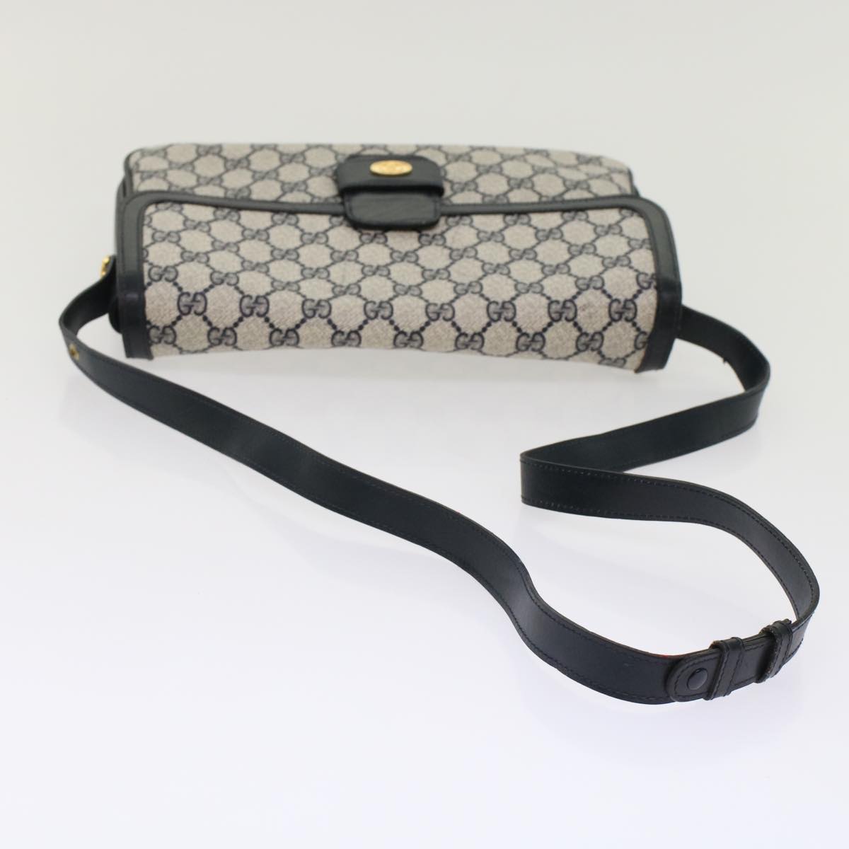 GUCCI GG Canvas Shoulder Bag PVC Leather Navy yk7925