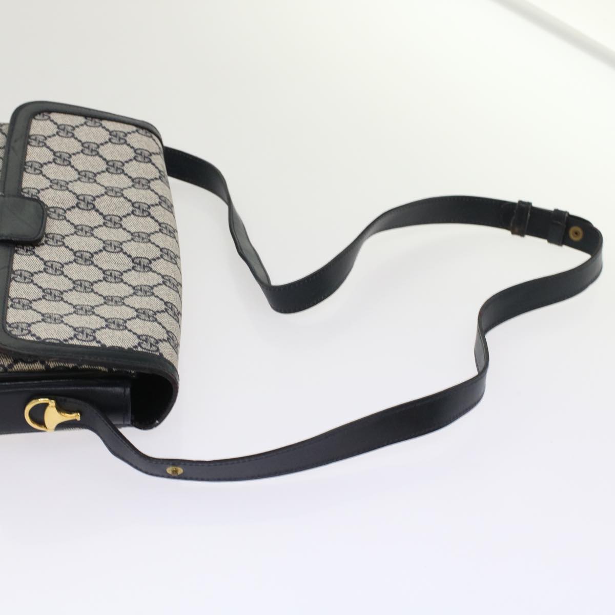 GUCCI GG Canvas Shoulder Bag PVC Leather Navy yk7925