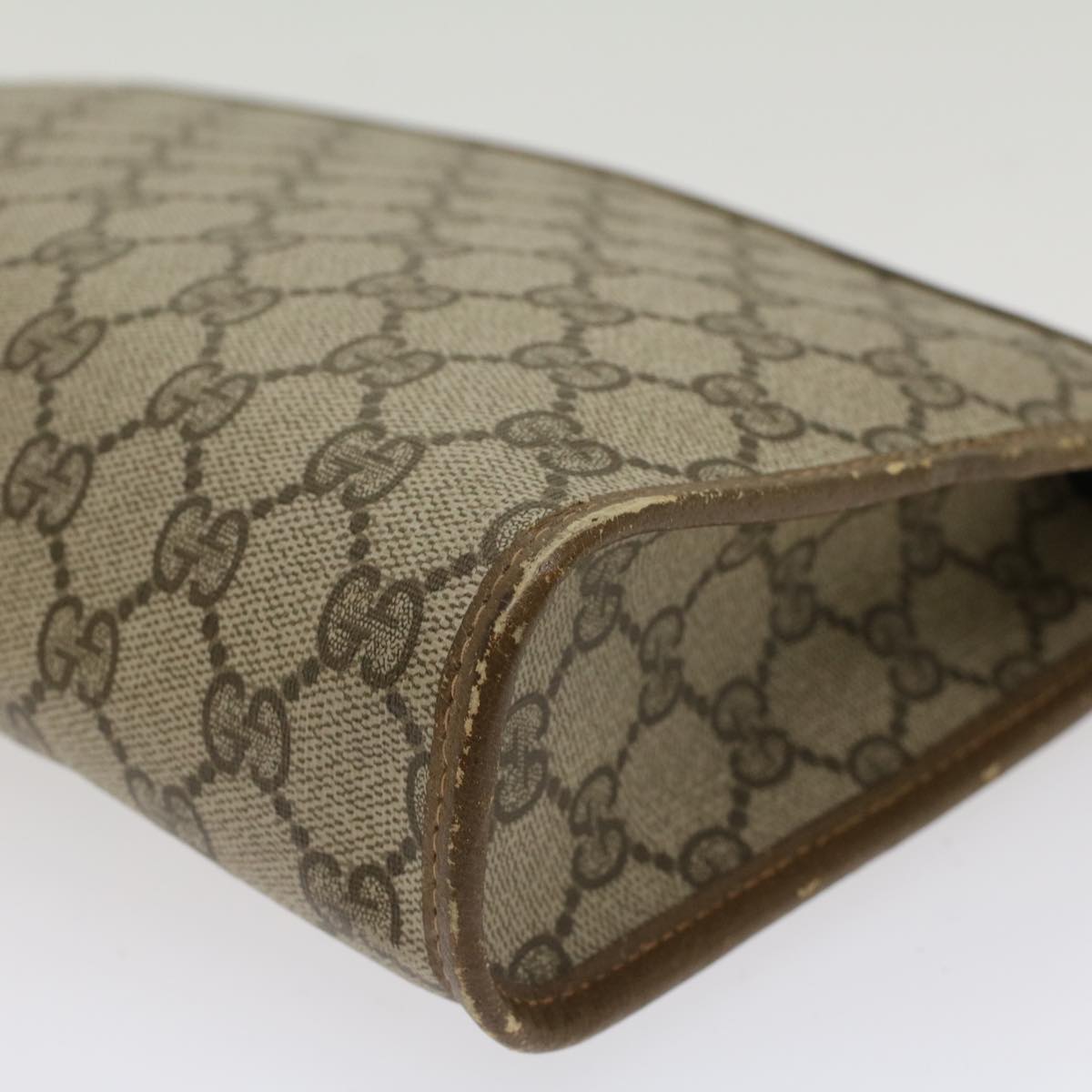 GUCCI GG Canvas Clutch Bag PVC Leather Beige yk7935B