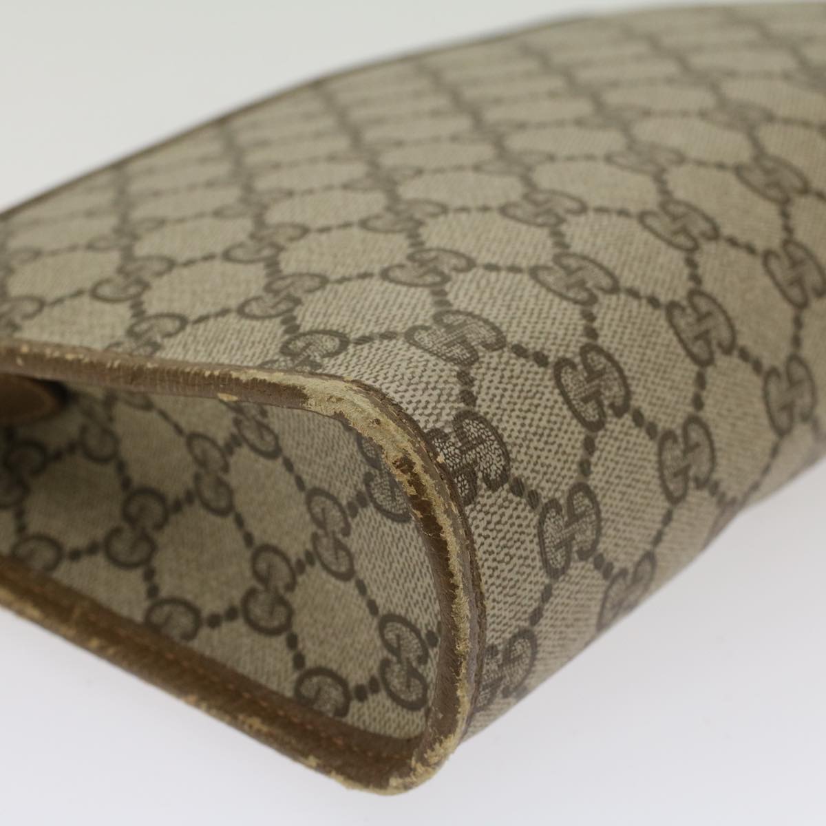 GUCCI GG Canvas Clutch Bag PVC Leather Beige yk7935B