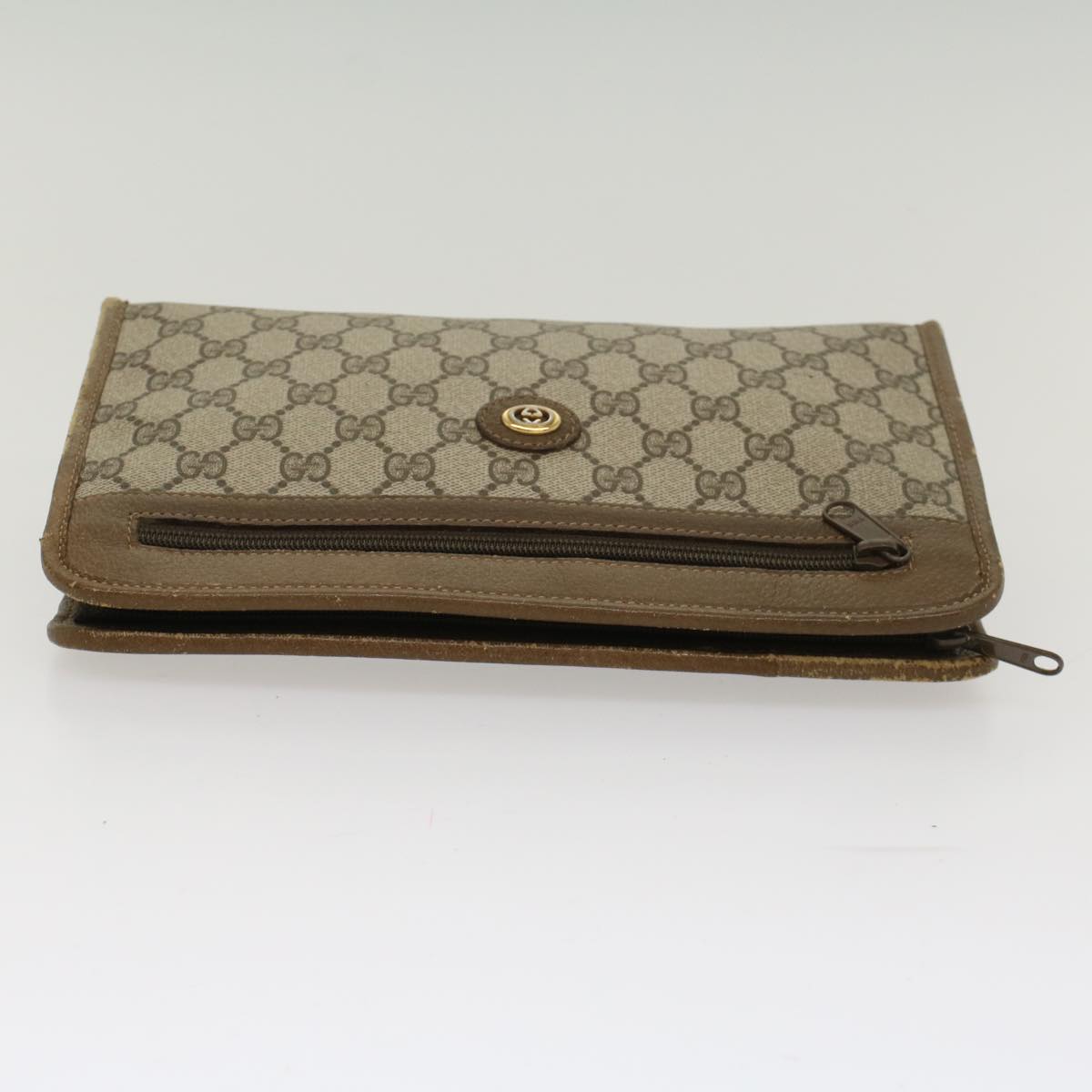 GUCCI GG Canvas Clutch Bag PVC Leather Beige yk7935B
