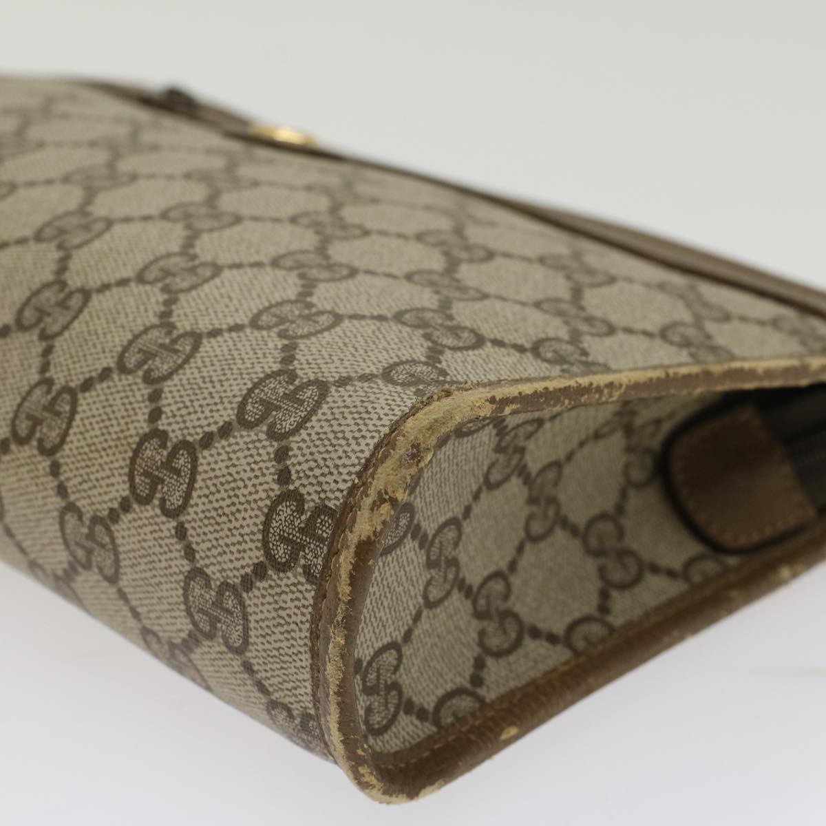 GUCCI GG Canvas Clutch Bag PVC Leather Beige yk7935B