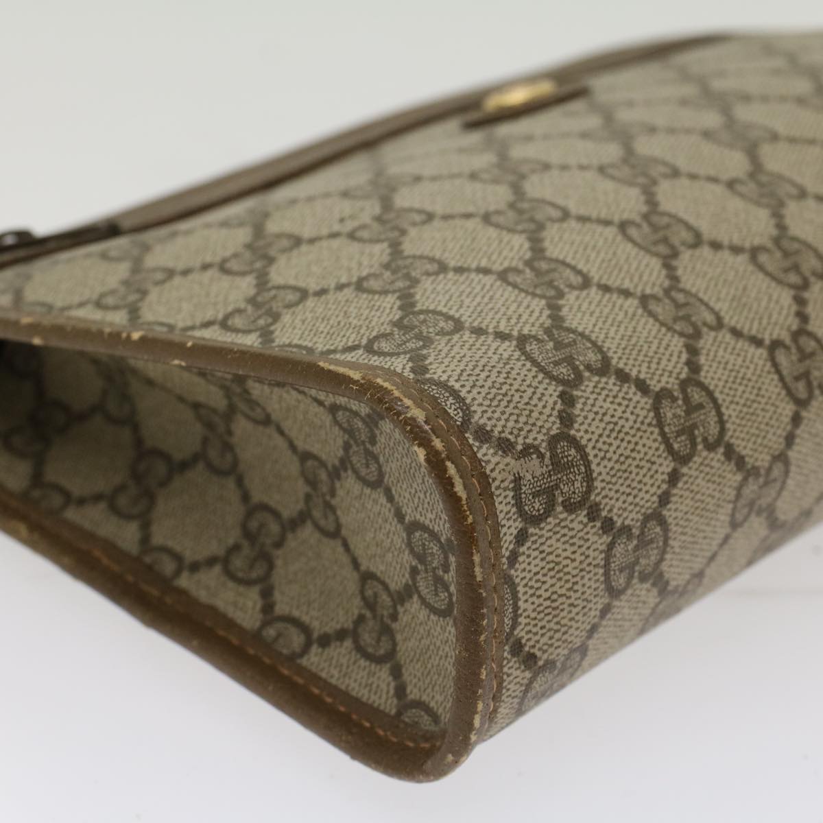 GUCCI GG Canvas Clutch Bag PVC Leather Beige yk7935B
