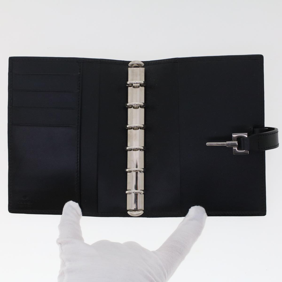 GUCCI GG Canvas Jackie Day Planner Cover Leather Black yk7939