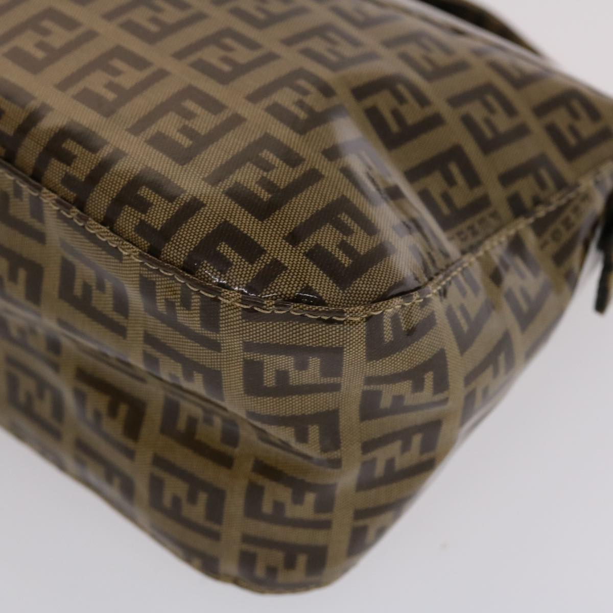 FENDI Zucchino Canvas Mamma Baguette Shoulder Bag Brown yk7943