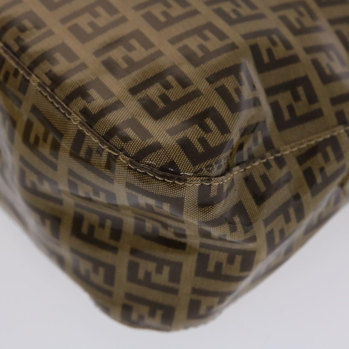 FENDI Zucchino Canvas Mamma Baguette Shoulder Bag Brown yk7943