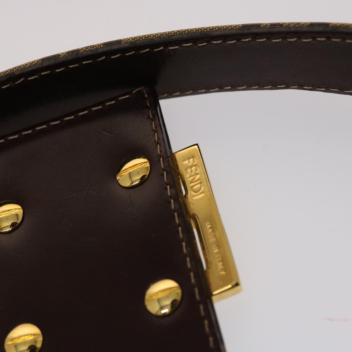 FENDI Zucchino Canvas Mamma Baguette Shoulder Bag Brown yk7943