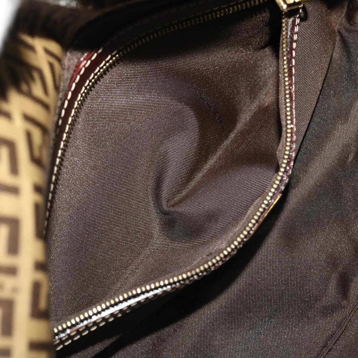 FENDI Zucchino Canvas Mamma Baguette Shoulder Bag Brown yk7943