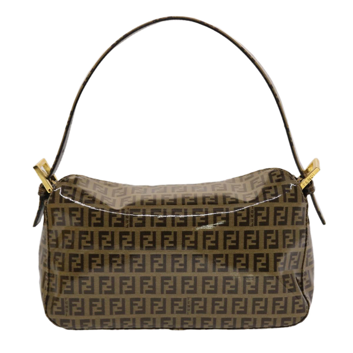 FENDI Zucchino Canvas Mamma Baguette Shoulder Bag Brown yk7943
