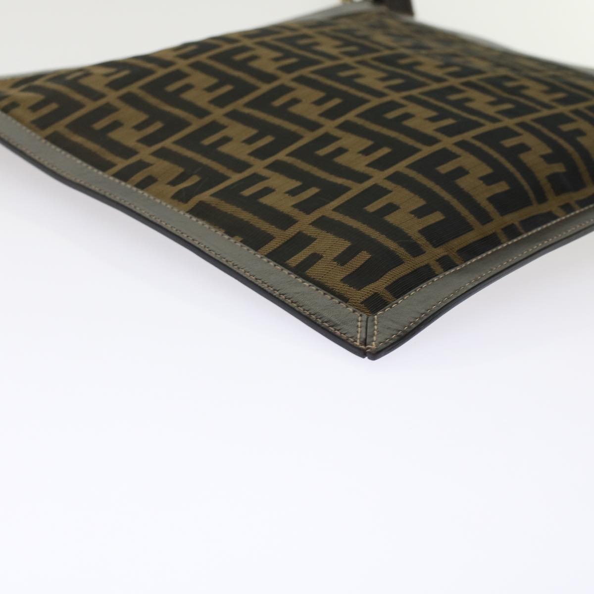 FENDI Zucca Canvas Clutch Bag Black Brown yk7944