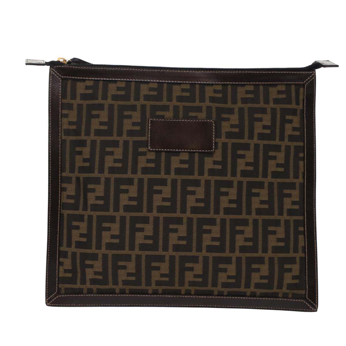 FENDI Zucca Canvas Clutch Bag Black Brown yk7944