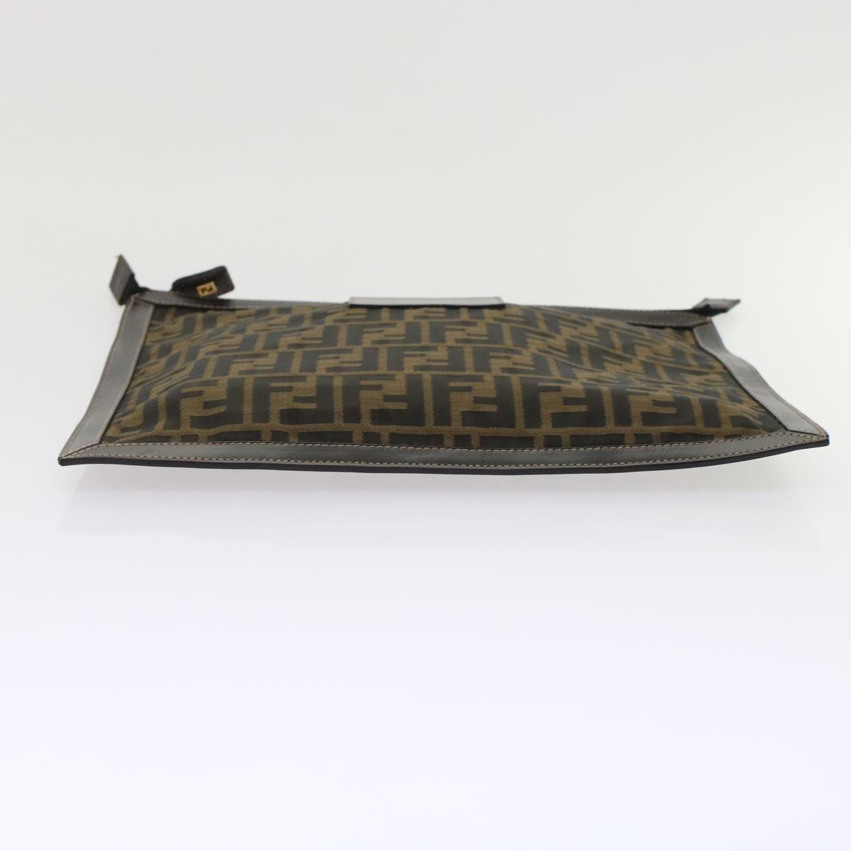 FENDI Zucca Canvas Clutch Bag Black Brown yk7944